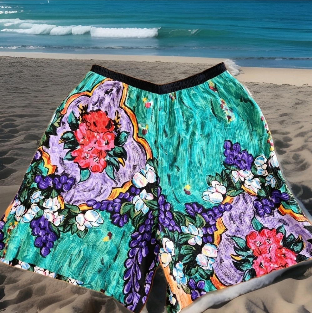 VTG Carole Little Floral Print Shorts Size 4 Bright Multi Colored